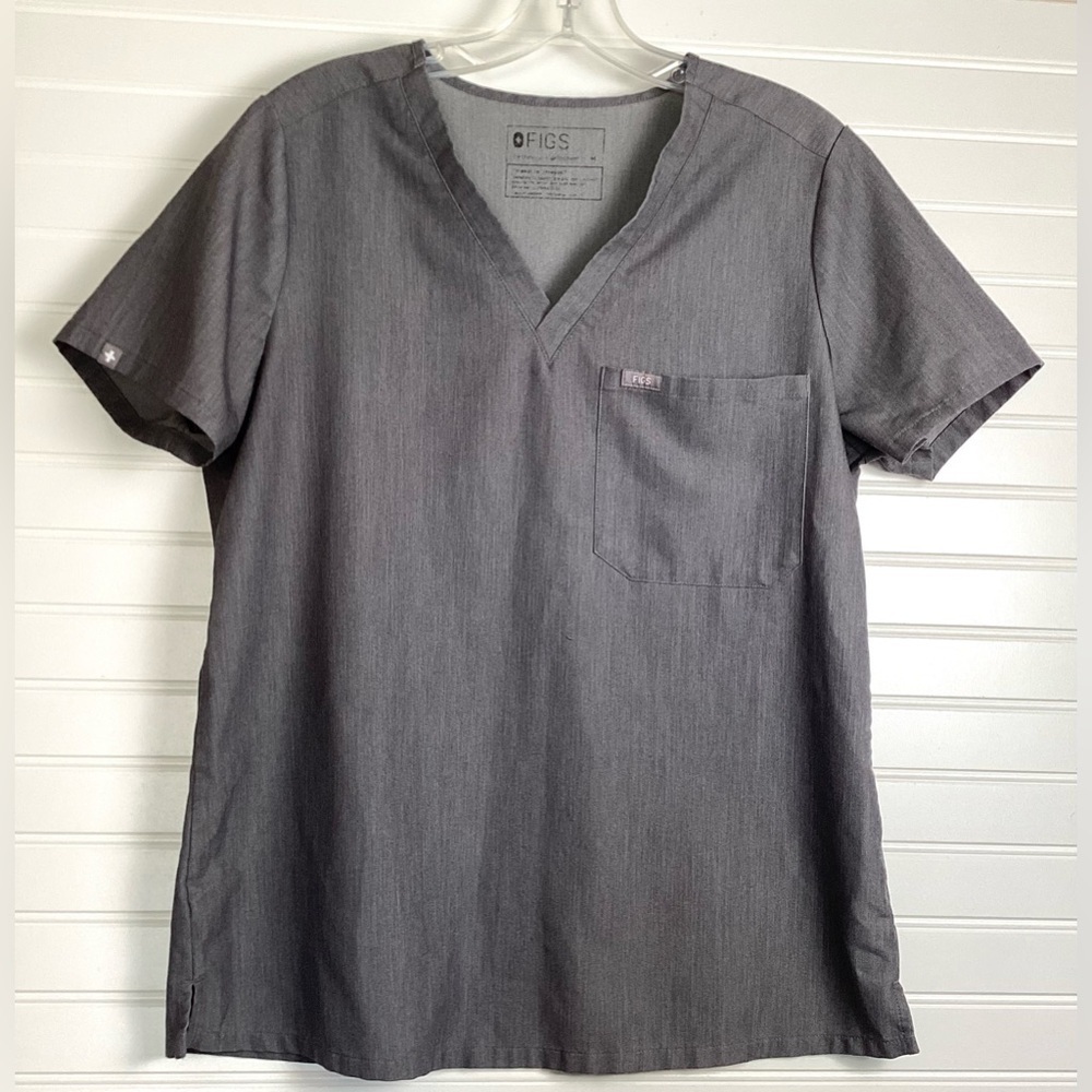 Figs Scrub Top and Pants Set Gray Medical Nursing Uniform Size Medium
